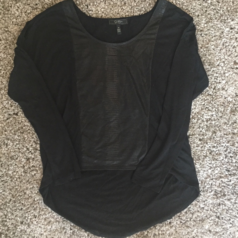 Long Sleeve Shirt w Pleather Snakeskin Detail